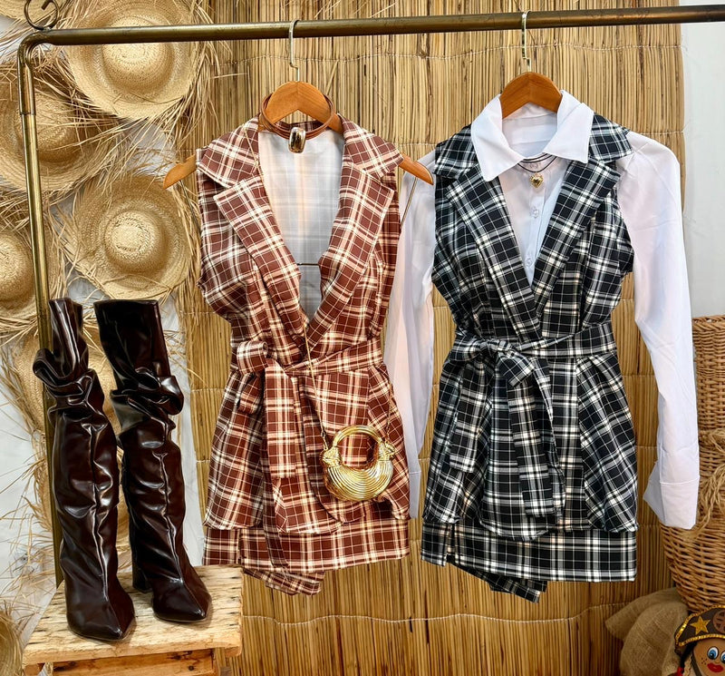 Conjunto colete +short saia
