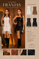 Vestido franja couro