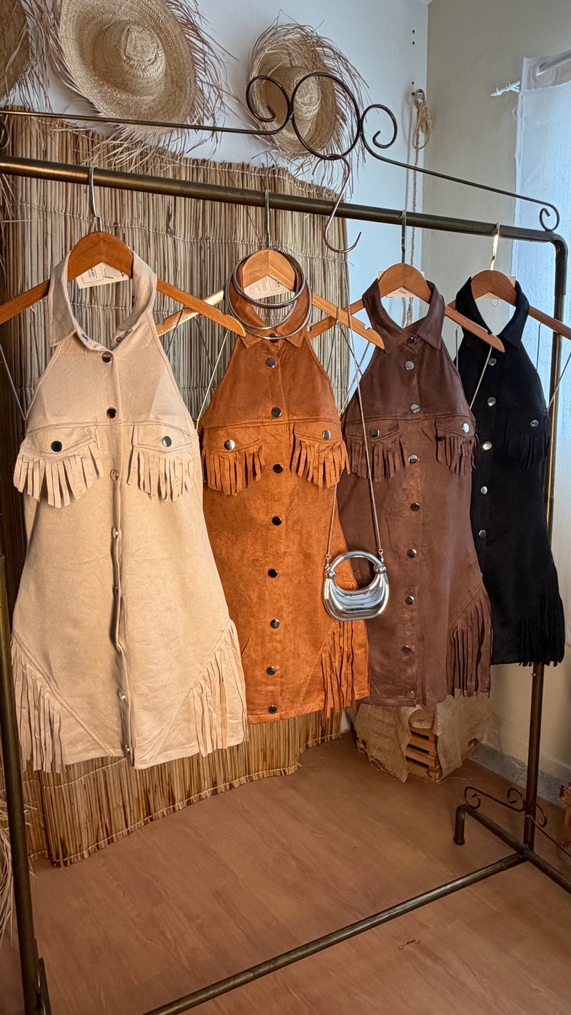 Vestido franja suede
